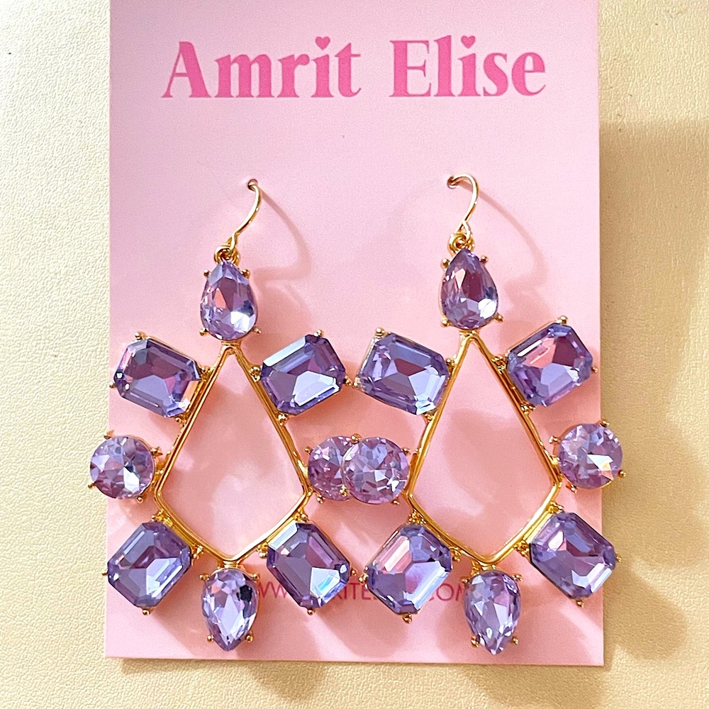 NEW Purple Gemstone Drop Earrings